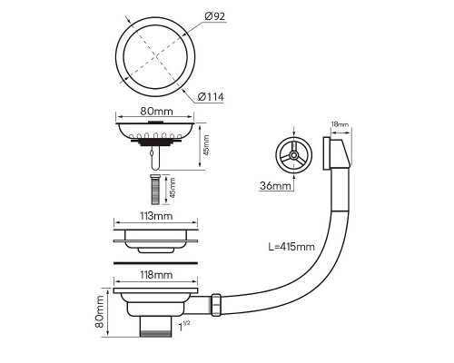 Приобрести Слив-перелив для кухонной мойки Paulmark PM6022-GM Вороненая сталь в магазине сантехники Santeh-Crystal.ru