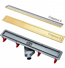 Душевой лоток Pestan Confluo Premium Line 950 Gold 13100167 с двухсторонней решеткой Золото глянцевое / полая под плитку