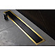 Заказать Душевой лоток Pestan Confluo Premium Line 650 Black Glass Gold 13100116 с решеткой Черный глянцевый Золото глянцевое в магазине сантехники Santeh-Crystal.ru