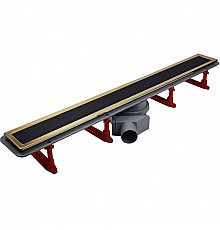 Душевой лоток Pestan Confluo Premium Line 950 Black Glass Gold 13100125 с решеткой Черный глянцевый Золото глянцевое