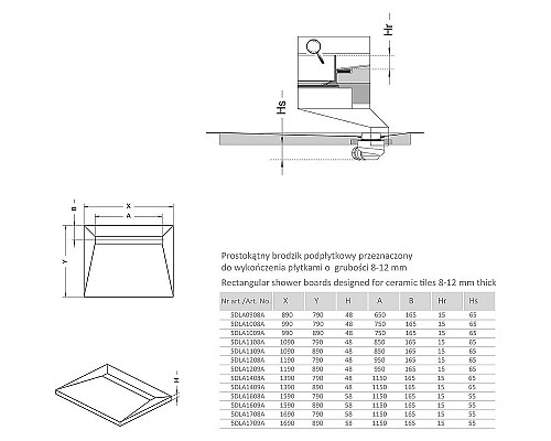 Заказать Душевая плита Radaway RadаDrain 99x79 5DLA1008A/5R075R с решеткой Rain в магазине сантехники Santeh-Crystal.ru