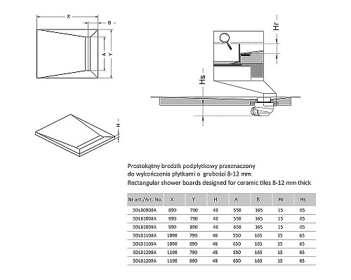 Заказать Душевая плита Radaway RadаDrain 99x89 5DLB1009A/5R065B с решеткой под плитку Basic в магазине сантехники Santeh-Crystal.ru