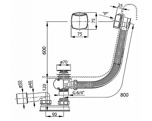 Заказать Слив-перелив Ravak X01506 полуавтомат Хром в магазине сантехники Santeh-Crystal.ru