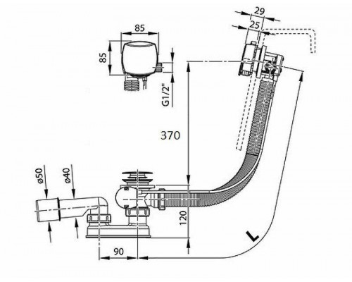 Купить Слив-перелив Ravak X01438 полуавтомат с наливом Хром в магазине сантехники Santeh-Crystal.ru