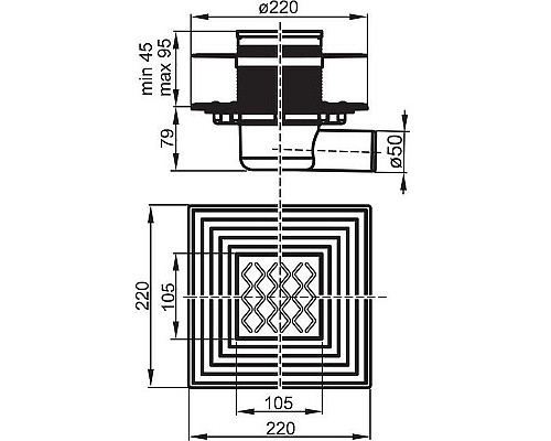 Заказать Душевой трап Ravak SN501 X01435 с решеткой Хром в магазине сантехники Santeh-Crystal.ru