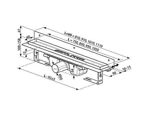 Купить Душевой лоток Ravak Chrome OZW 95 X01630 с решеткой Хром в магазине сантехники Santeh-Crystal.ru