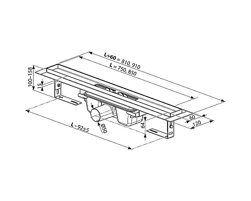 Купить Душевой лоток Ravak Runway OZ 85 X01751 с Черной матовой решеткой в магазине сантехники Santeh-Crystal.ru