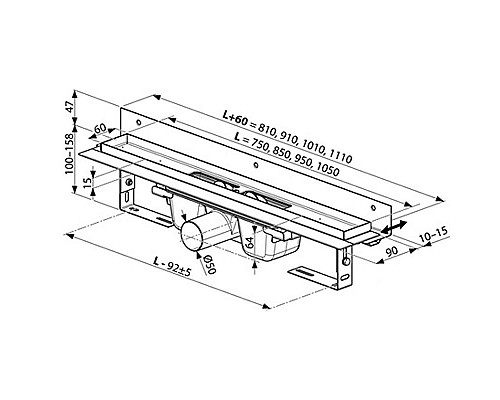 Заказать Душевой лоток Ravak Runway OZW 105 X01634 с решеткой Хром в магазине сантехники Santeh-Crystal.ru