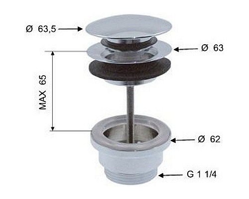 Приобрести Донный клапан Remer 905CCR114 click-clack Хром в магазине сантехники Santeh-Crystal.ru