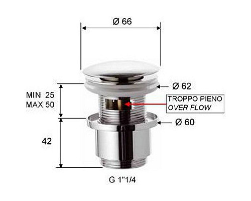 Приобрести Донный клапан Remer 905CC2114 click-clack Хром в магазине сантехники Santeh-Crystal.ru