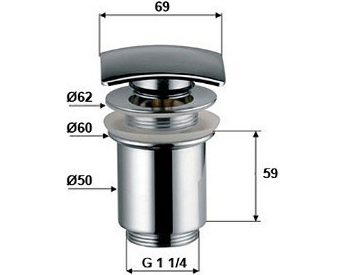 Заказать Донный клапан Remer 904SCC114 click-clack Хром в магазине сантехники Santeh-Crystal.ru