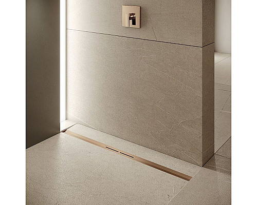 Приобрести Душевой лоток Tece Drainprofile 100 671003 с решеткой PVD Brushed Red Gold в магазине сантехники Santeh-Crystal.ru
