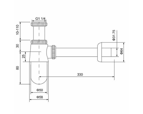 Заказать Сифон для раковины Timo 960/03L Черный в магазине сантехники Santeh-Crystal.ru