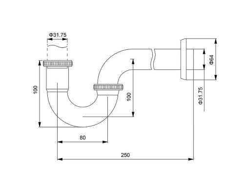 Приобрести Сифон для раковины Timo 961/03L Черный в магазине сантехники Santeh-Crystal.ru