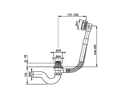 Приобрести Слив-перелив Timo 8003/03 полуавтомат Черный в магазине сантехники Santeh-Crystal.ru