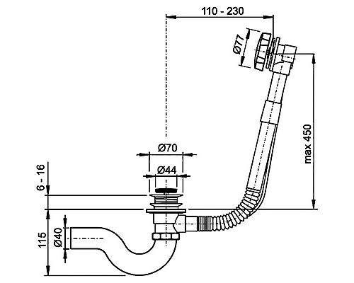 Заказать Слив-перелив Timo 8004/03 click-clack Черный в магазине сантехники Santeh-Crystal.ru