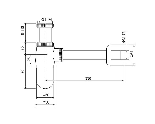 Заказать Сифон для раковины Timo 960/18L Черное золото в магазине сантехники Santeh-Crystal.ru