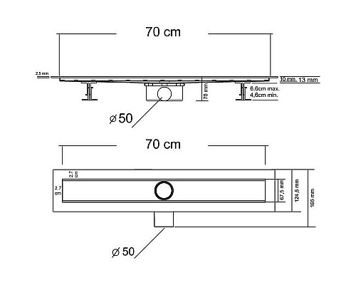 Купить Душевой лоток Vincea Optima-S 70 SAY.603.70.S.U под плитку в магазине сантехники Santeh-Crystal.ru