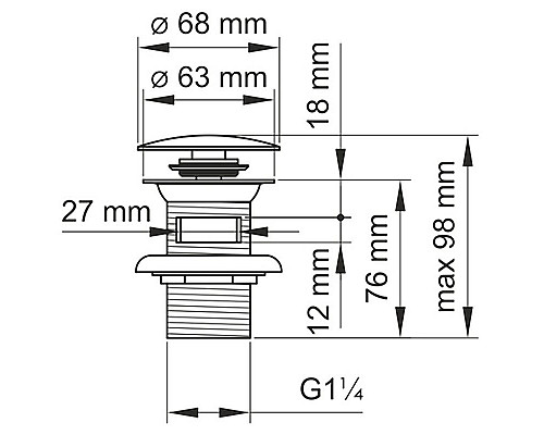 Купить Донный клапан WasserKRAFT A073 click-clack Хром матовый в магазине сантехники Santeh-Crystal.ru
