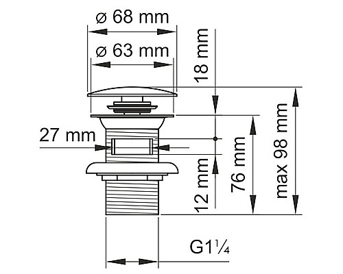 Приобрести Донный клапан WasserKRAFT A024 click-clack Хром в магазине сантехники Santeh-Crystal.ru