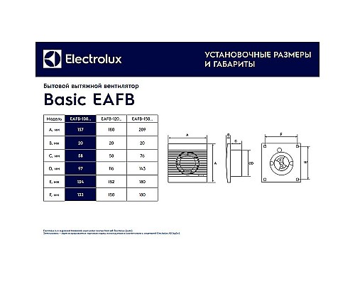 Приобрести Вытяжной вентилятор Electrolux Basic EAFB-100 НС-1126782 Белый в магазине сантехники Santeh-Crystal.ru