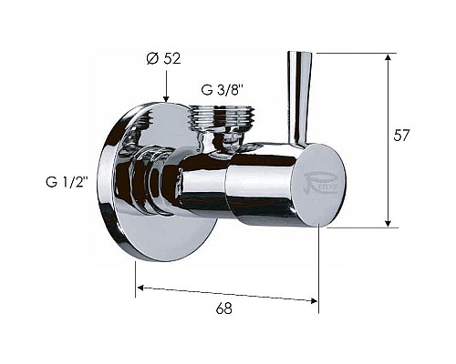 Заказать Запорный вентиль Remer 128L1238 Хром в магазине сантехники Santeh-Crystal.ru