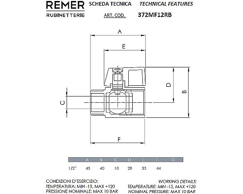 Купить Запорный вентиль Remer 372MF12RB Хром в магазине сантехники Santeh-Crystal.ru