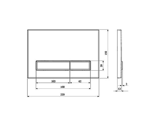 Santeh-Crystal.ru: Клавиша смыва Veconi Square Design VFSD-BLG VFSD003BLG Черная матовая Золото матовое Купить Клавиша смыва Veconi Square Design VFSD-BLG VFSD003BLG Черная матовая Золото матовое в магазине сантехники Santeh-Crystal.ru