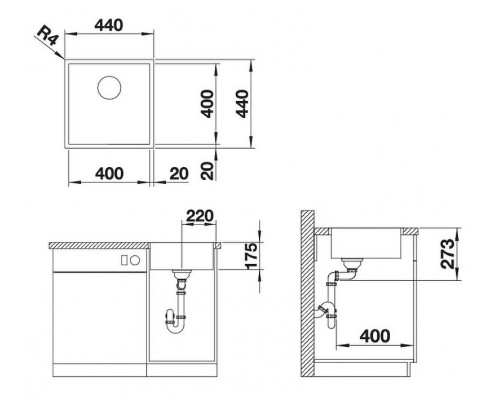 Купить Кухонная мойка Blanco Zerox 400-IF 521584 Нержавеющая сталь с зеркальной полировкой в магазине сантехники Santeh-Crystal.ru