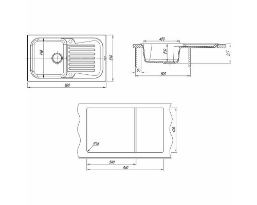 Купить Кухонная мойка Florentina Арона-860 20.225.D0860.104 Бежевая в магазине сантехники Santeh-Crystal.ru