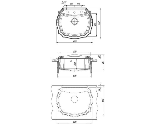 Купить Кухонная мойка Florentina Эмилия-640 20.355.D0640.202 Шампань в магазине сантехники Santeh-Crystal.ru