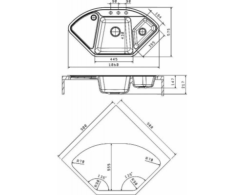 Приобрести Кухонная мойка Florentina Капри-1060 20.185.J1060.201 Жасмин в магазине сантехники Santeh-Crystal.ru
