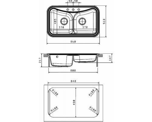 Заказать Кухонная мойка Florentina Крит-860 20.115.E0860.302 Антрацит в магазине сантехники Santeh-Crystal.ru