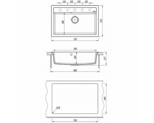 Купить Кухонная мойка Florentina Липси-770 20.440.E0770.202 Шампань в магазине сантехники Santeh-Crystal.ru