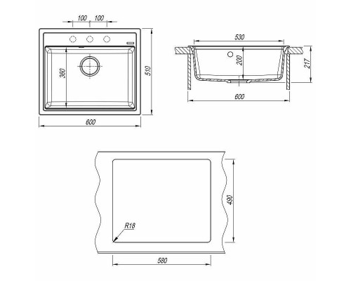 Заказать Кухонная мойка Florentina Липси-600 20.120.D0600.105 Коричневая в магазине сантехники Santeh-Crystal.ru