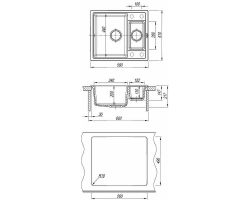 Приобрести Кухонная мойка Florentina Липси-580К 20.210.D0580.305 Грей в магазине сантехники Santeh-Crystal.ru