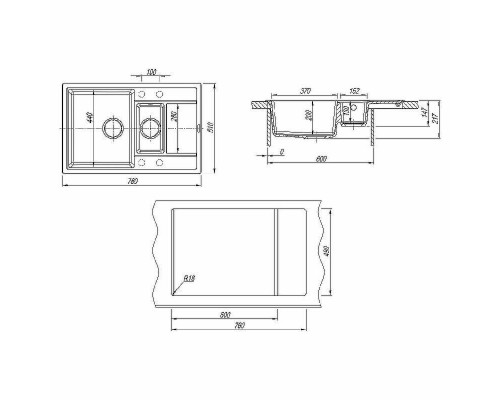 Купить Кухонная мойка Florentina Липси-780К 20.250.D0780.202 Шампань в магазине сантехники Santeh-Crystal.ru