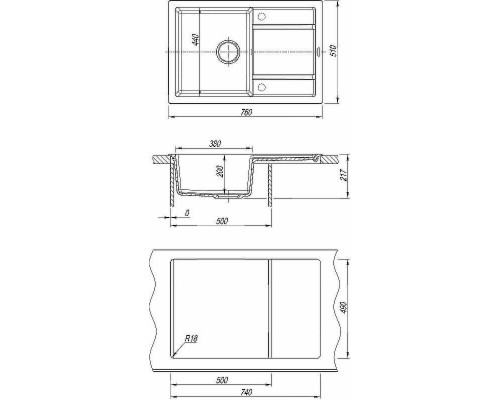 Купить Кухонная мойка Florentina Липси-760 20.160.D0760.302 Антрацит в магазине сантехники Santeh-Crystal.ru