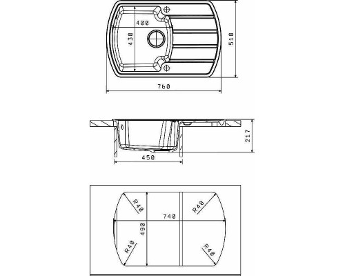 Купить Кухонная мойка Florentina Нире-760 20.195.B0760.104 Бежевая в магазине сантехники Santeh-Crystal.ru