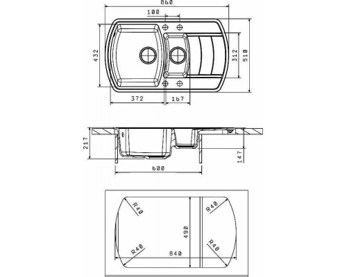 Заказать Кухонная мойка Florentina Нире-860К 20.205.D0860.201 Жасмин в магазине сантехники Santeh-Crystal.ru