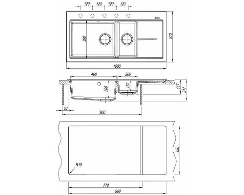 Заказать Кухонная мойка Florentina Россана-1000 20.335.E1000.107 Песочная в магазине сантехники Santeh-Crystal.ru