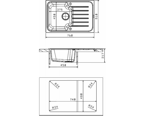 Купить Кухонная мойка Florentina Таис-760 20.260.B0760.305 Грей в магазине сантехники Santeh-Crystal.ru