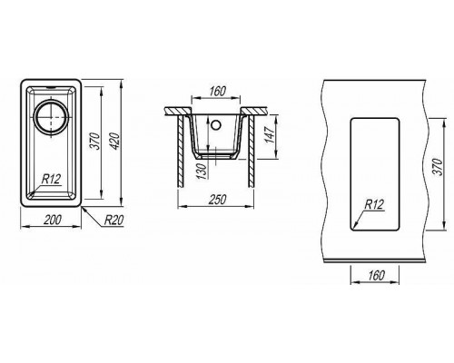 Заказать Кухонная мойка Florentina Вега-160 22.300.00160.102 Черная в магазине сантехники Santeh-Crystal.ru
