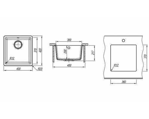 Купить Кухонная мойка Florentina Вега-360 22.310.B0360.305 Грей в магазине сантехники Santeh-Crystal.ru