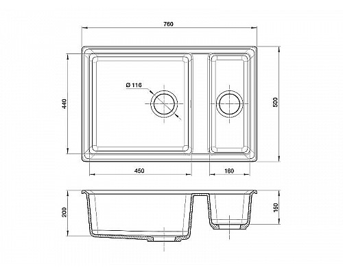 Приобрести Кухонная мойка GranFest Level GF-LV-760K Бежевая в магазине сантехники Santeh-Crystal.ru