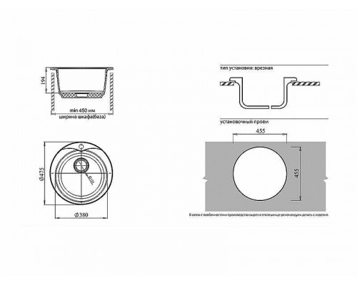 Приобрести Кухонная мойка GranFest Rondo GF-R480 Серая в магазине сантехники Santeh-Crystal.ru