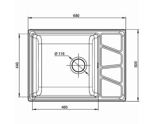 Купить Кухонная мойка GranFest Vertex GF-V-680L Серая в магазине сантехники Santeh-Crystal.ru