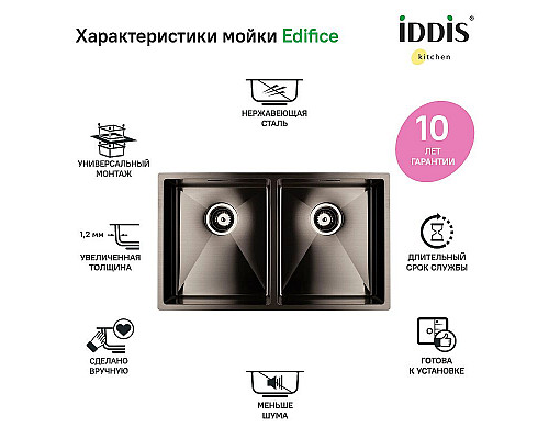 Santeh-Crystal.ru: Кухонная мойка Iddis Edifice 75 EDI75G2i77 Графит Купить Кухонная мойка Iddis Edifice 75 EDI75G2i77 Графит в магазине сантехники Santeh-Crystal.ru