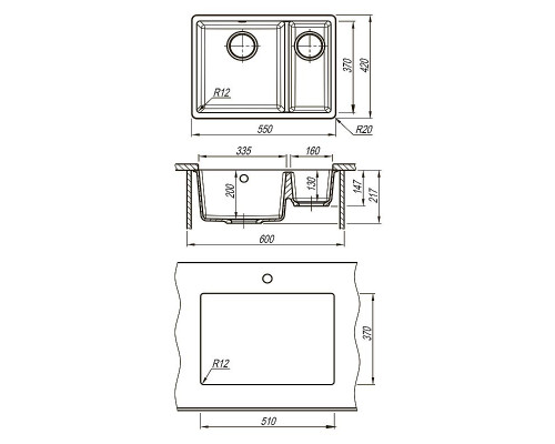 Приобрести Кухонная мойка Lemark Sinara 550.2-U 9910084 Шампань в магазине сантехники Santeh-Crystal.ru