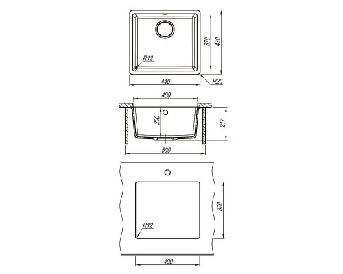Купить Кухонная мойка Lemark Sinara 440-U 9910069 Грей в магазине сантехники Santeh-Crystal.ru
